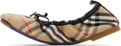 Burberry Women Fawn Ballerinas With Traditional Check Motif In Multi