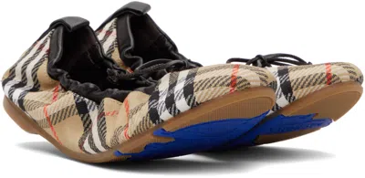 Burberry Women Fawn Ballerinas With Traditional Check Motif In Multi