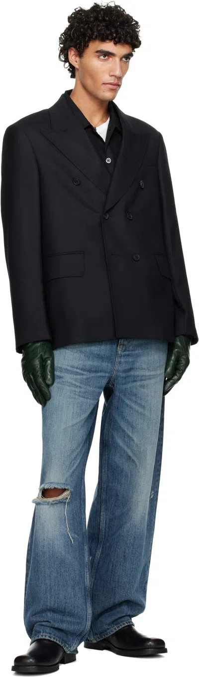 Our Legacy Black Unconstructed Db Blazer In Blue