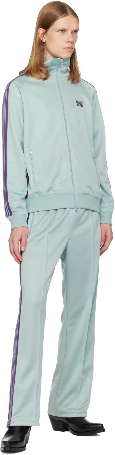 Needles Green Poly Smooth Track Pants In Blue