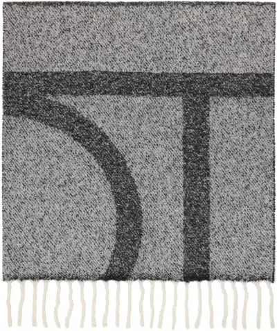 Totême Gray Monogram Jacquard Scarf In Multi