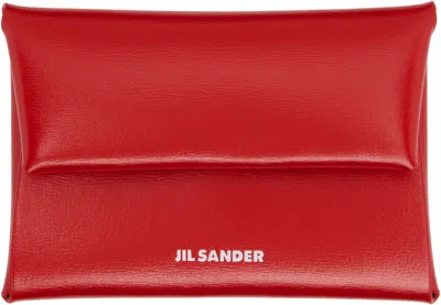 Jil Sander Red Folded Coin Pouch In Red
