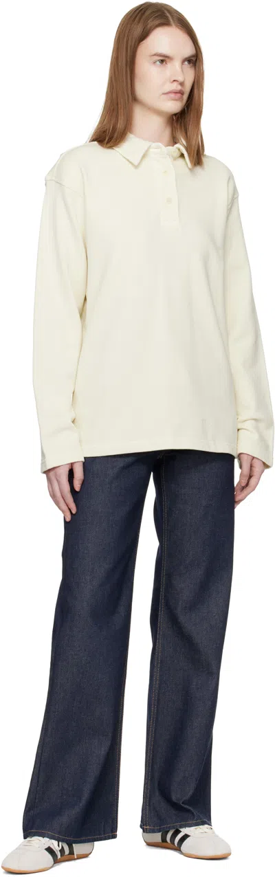 A.p.c. Navy Long-sleeve Polo In White