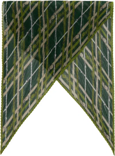 Burberry Green Belt Check Silk Chiffon Scarf In Brown