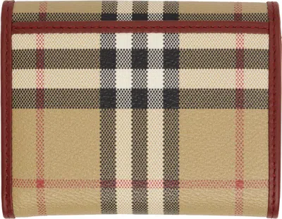 Burberry Beige Small Check Folding Wallet In Brown