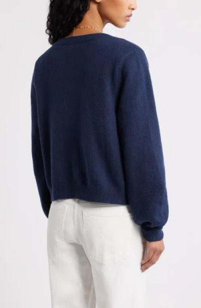 Bp. Crewneck Cotton Blend Cardigan In Purple