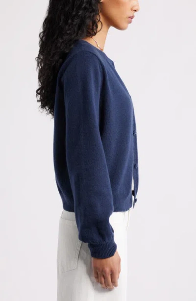 Bp. Crewneck Cotton Blend Cardigan In Purple