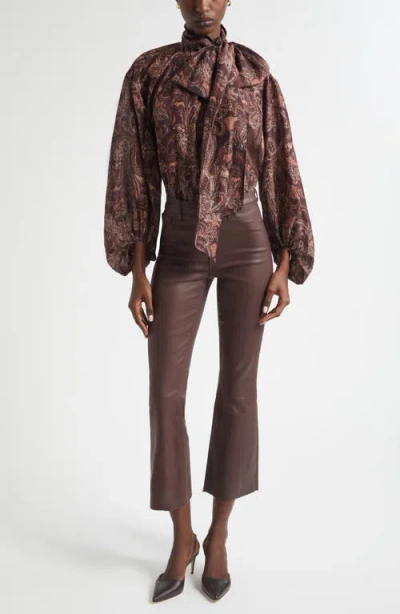 L'agence Rhett Paisley Organza Blouse In Brown