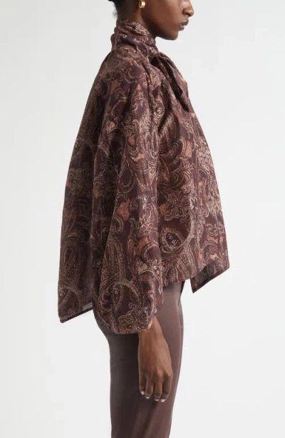 L'agence Rhett Paisley Organza Blouse In Brown