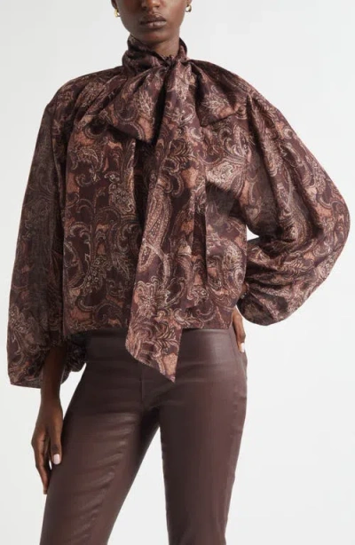 L'agence Rhett Paisley Organza Blouse In Brown