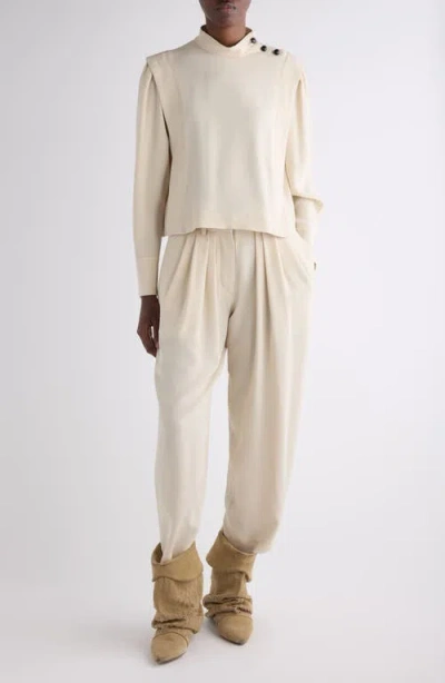Isabel Marant Felissa Button Shoulder Mock Neck Top In Neutral