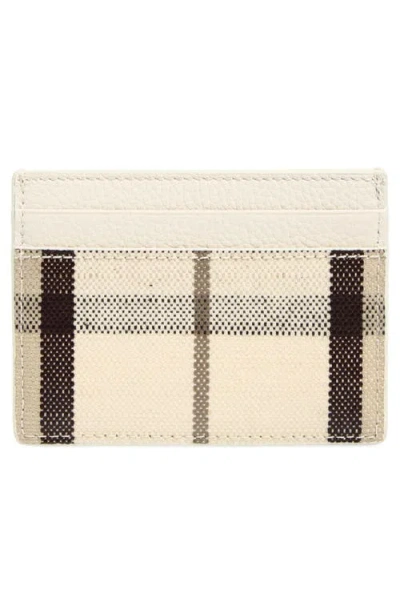 Burberry Highlands Check Mixed Media Card Case In Nude
