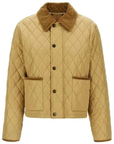Burberry Cropped Quilted Nylon Jacket In Brown
