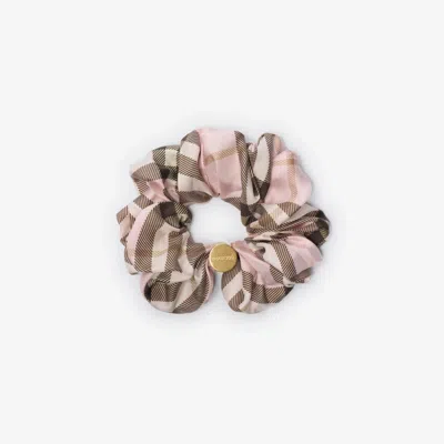Burberry Silk Scrunchie With Check In Multi
