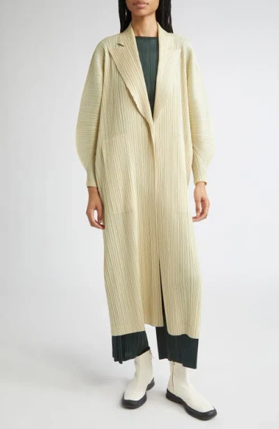 Issey Miyake Pleats Please  Monthly Colors December Pleated Coat In White
