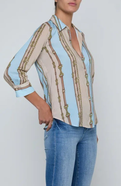 L'agence Camille Chain Print Button-up Shirt In Multi