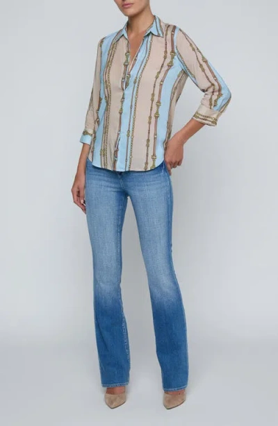 L'agence Camille Chain Print Button-up Shirt In Multi