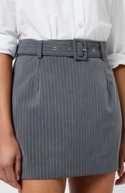French Connection Minka Belted Pinstripe Miniskirt In Gray