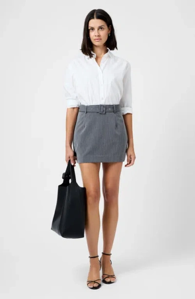 French Connection Minka Belted Pinstripe Miniskirt In Gray