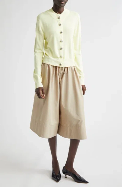 Brandon Maxwell Sutton Drawstring Wide-leg Bermuda Shorts In Neutral