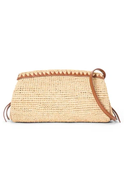 Staud Maude Convertible Raffia Clutch In Brown