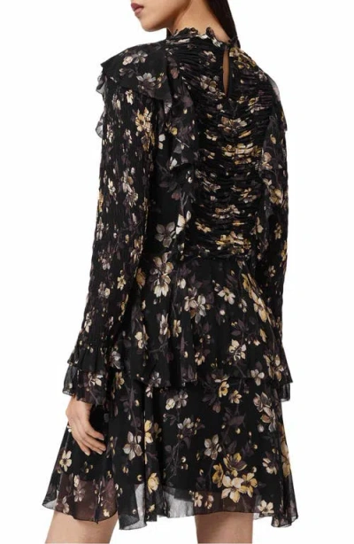 Allsaints Womens Vine Black Portia Floral-print Woven Mini Dress