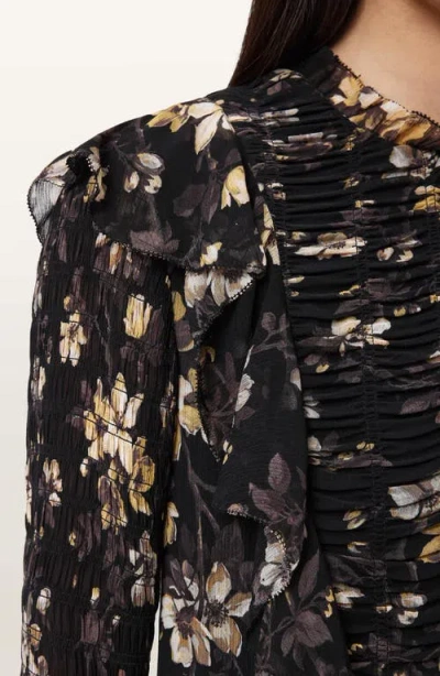 Allsaints Womens Vine Black Portia Floral-print Woven Mini Dress