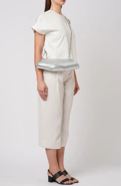 Behno Elizabeth Baguette Clutch Metallic Silver In Gray