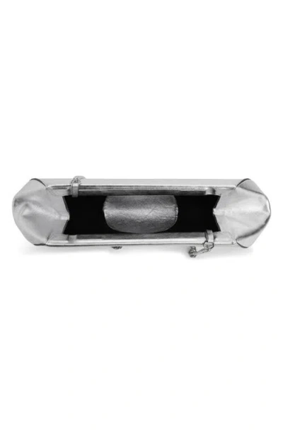 Behno Elizabeth Baguette Clutch Metallic Silver In Gray