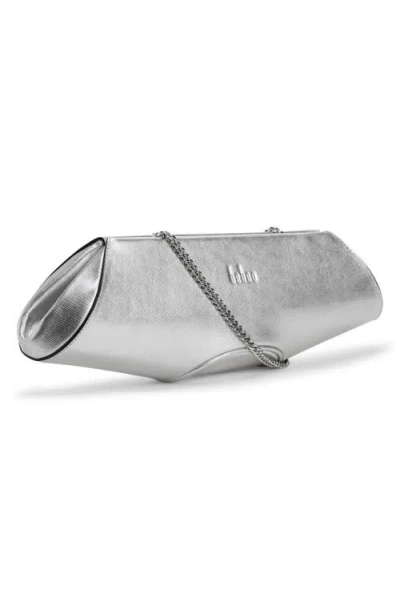 Behno Elizabeth Baguette Clutch Metallic Silver In Gray