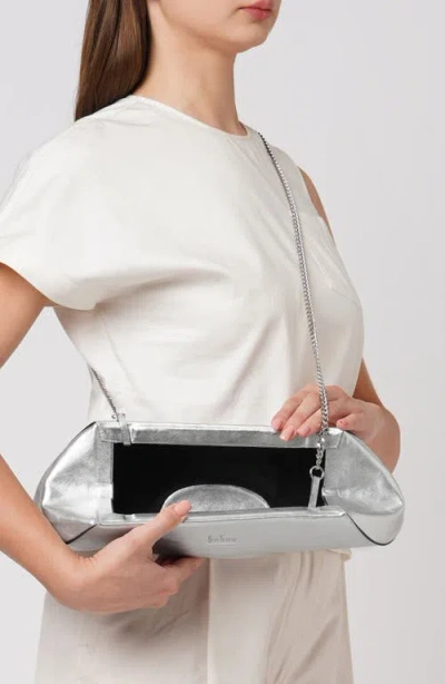 Behno Elizabeth Baguette Clutch Metallic Silver In Gray