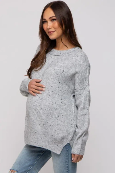 Pinkblush Speckled Knit Sweater In Gray