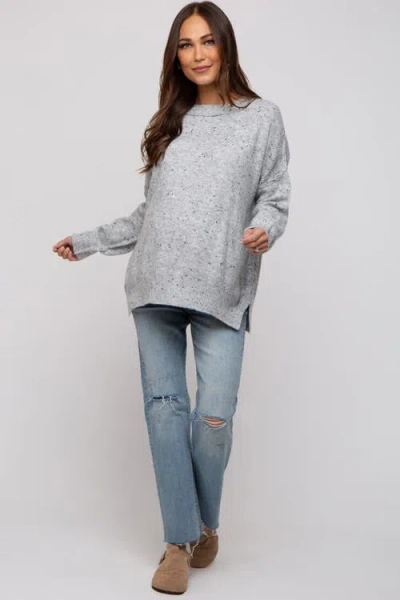 Pinkblush Speckled Knit Sweater In Gray