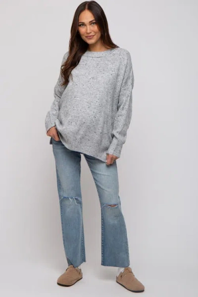 Pinkblush Speckled Knit Sweater In Gray