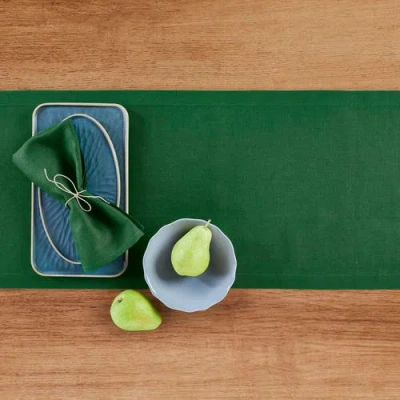 Solino Home Linen Table Runner In Green