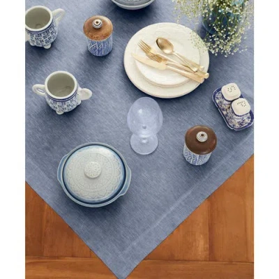 Solino Home Linen Table Throw In Blue