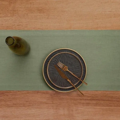 Solino Home Linen Table Runner In Green