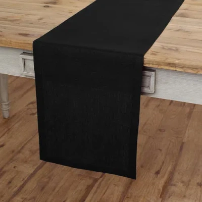 Solino Home Linen Table Runner In Black
