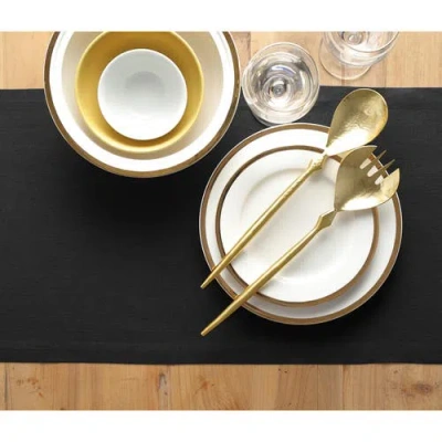 Solino Home Linen Table Runner In Black