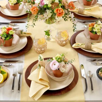 Solino Home Linen Table Runner In Yellow