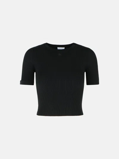 Courrèges Black Viscose Blend T-shirt In Black