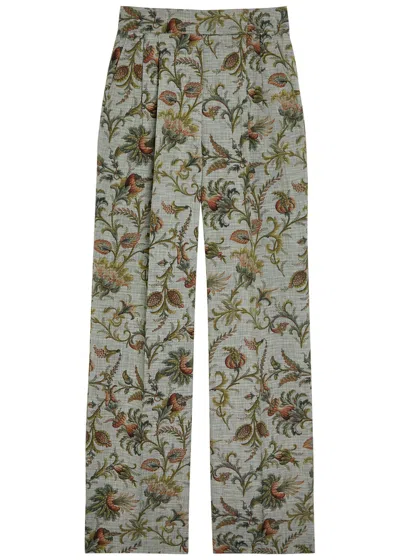 Etro Patterned Wide-leg Trousers In Multi