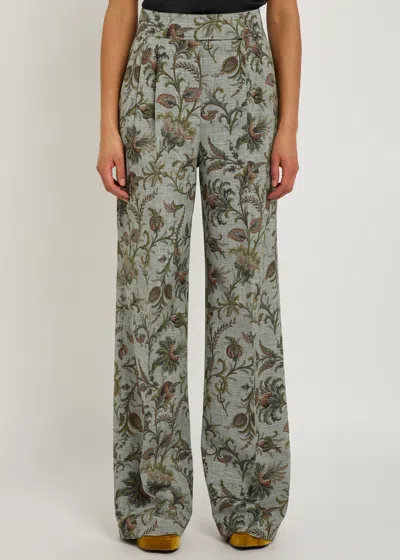 Etro Patterned Wide-leg Trousers In Multi