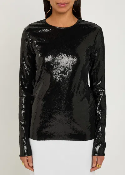 Totême Toteme Round-neck Sequin Top In Black