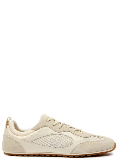 Tory Burch Cream Calf Leather Bos Taurus Low Top Sneakers In White
