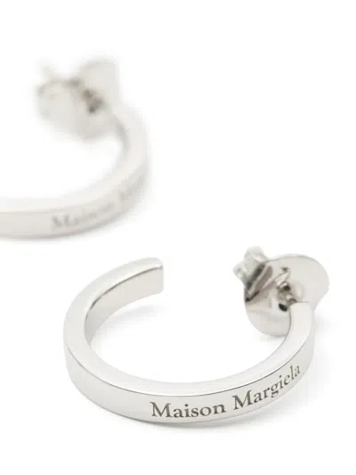 Maison Margiela Logo-reference Earrings In Silver