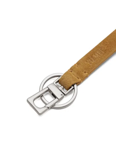 Yu Mei Key Logo-debossed Suede Keyring In Brown