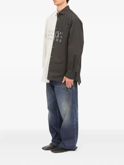 Mm6 Maison Margiela Tailored Black Shirt With Pointed Collar And Button Cuffs In Multi