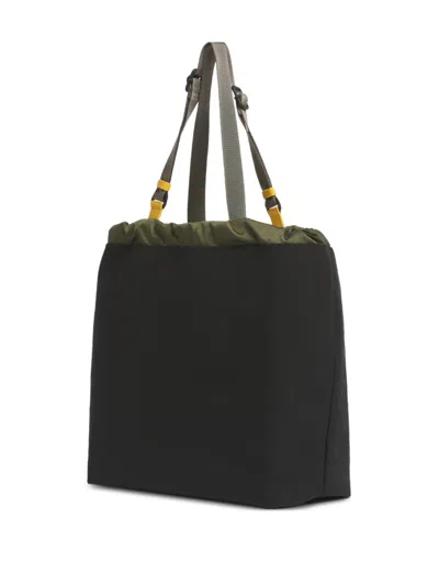 Marni Black Technical Fabric Tote Bag In Multi