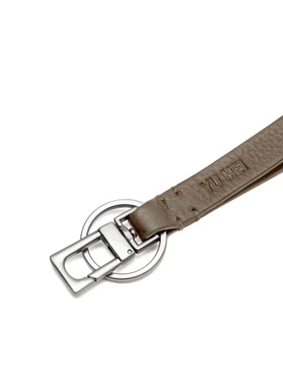 Yu Mei Key Logo-debossed Leather Keyring In Brown